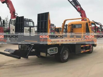 HOWO Flatbed Platform Tow Wrecker Truck with Tilt Tray 2 Car Carrier Back