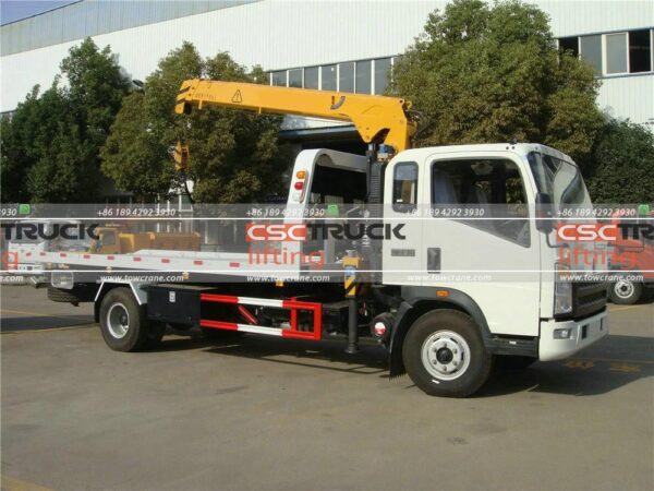 Sinotruk 4 Ton Tilt Tray Self Loader Tow Truck with Crane Front