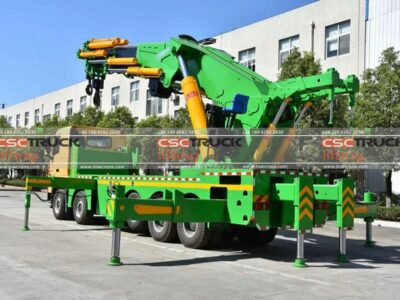 HOWO 130 Ton Knuckle Boom Folding Crane Truck Green