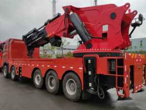 HOWO 130 Ton Knuckle Boom Folding Crane Truck Left Back
