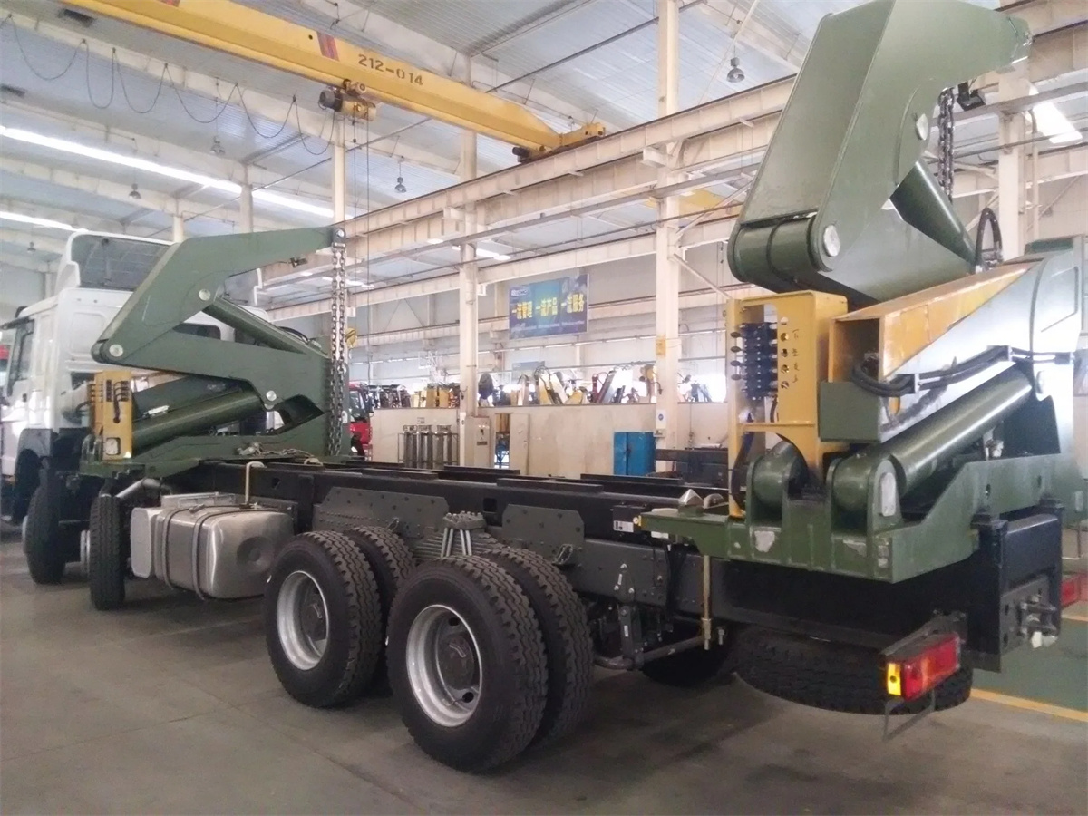 HOWO Side Lifter Crane Truck for 20FT Container Green HOWO Side Lifter Crane Truck for 20FT Container Green